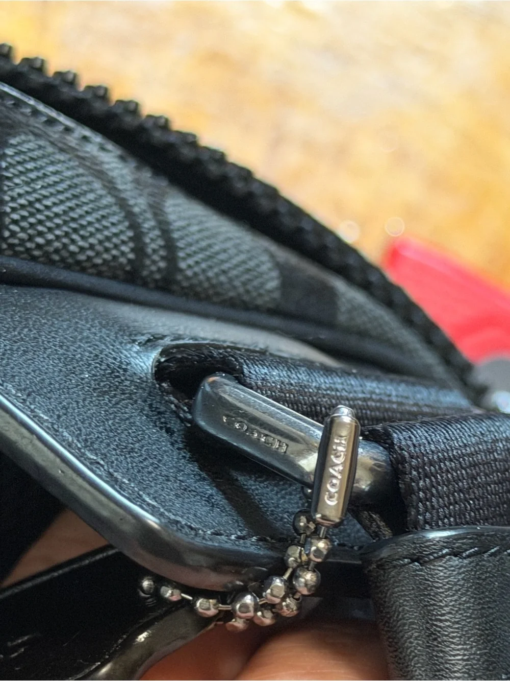Coach Men’s Track Pack in Charcoal/Black Signature Coated Canvas